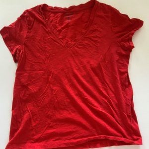Madewell Whisper Cotton V-Neck Tee, Red, XS
